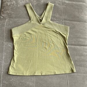 INC International Concepts Asymmetrical Ribbed Green Tank Top